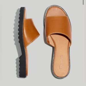 NWOT Madewell Vaneeta Lug Slide Sandal in English Saddle, Sz 8